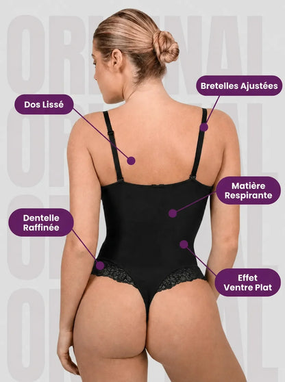 Body Gainant & Sculptant à Dentelle Col V