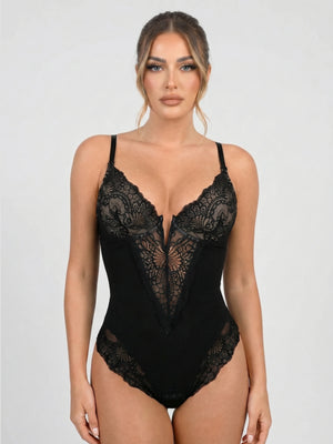 Body Gainant & Sculptant à Dentelle Col V