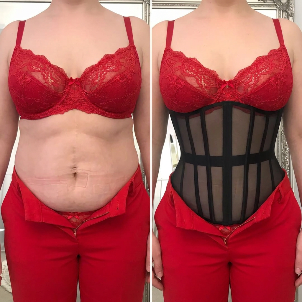 Aurélie M. portant le corset sculptant Arlaya