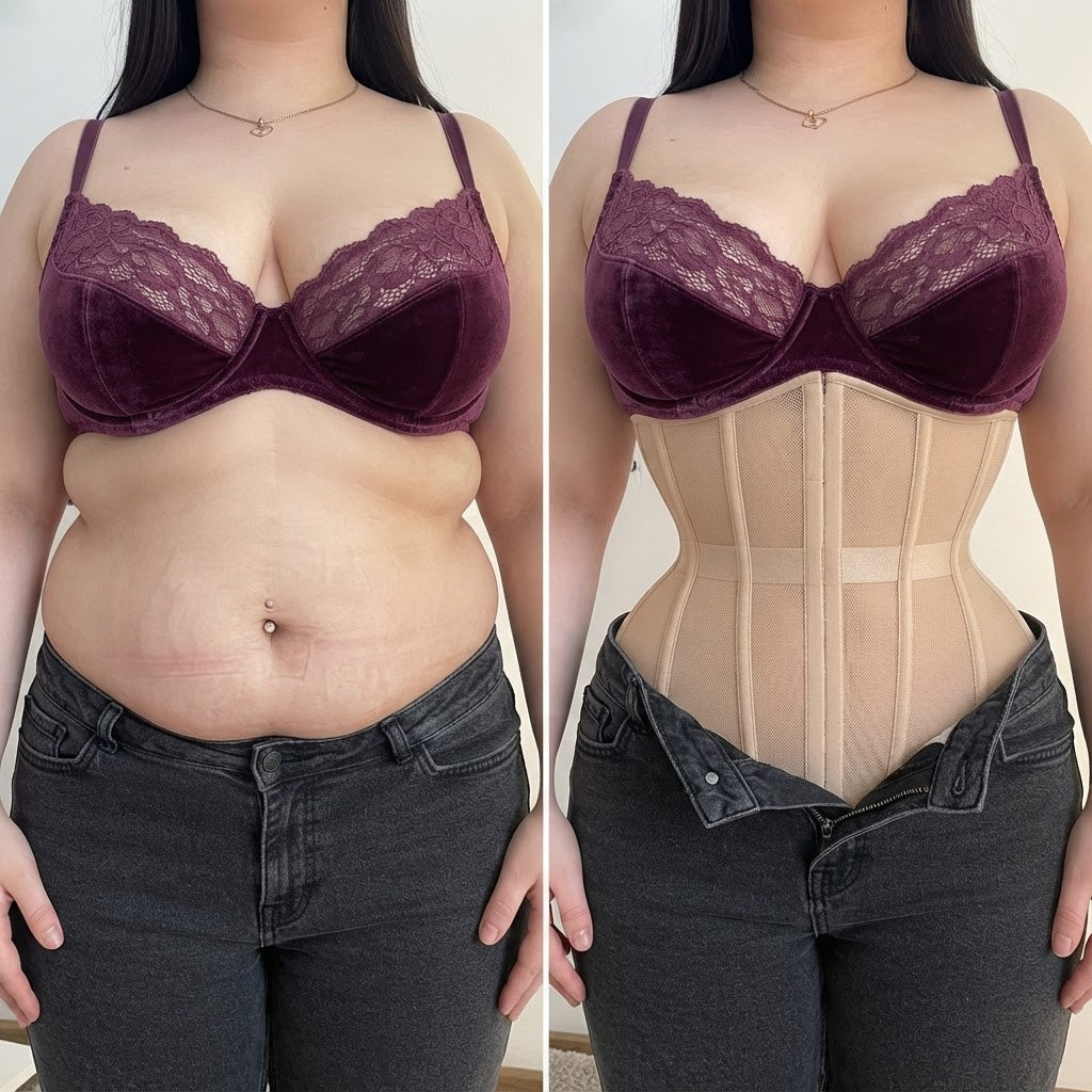 Sabrina T. portant le corset sculptant Arlaya