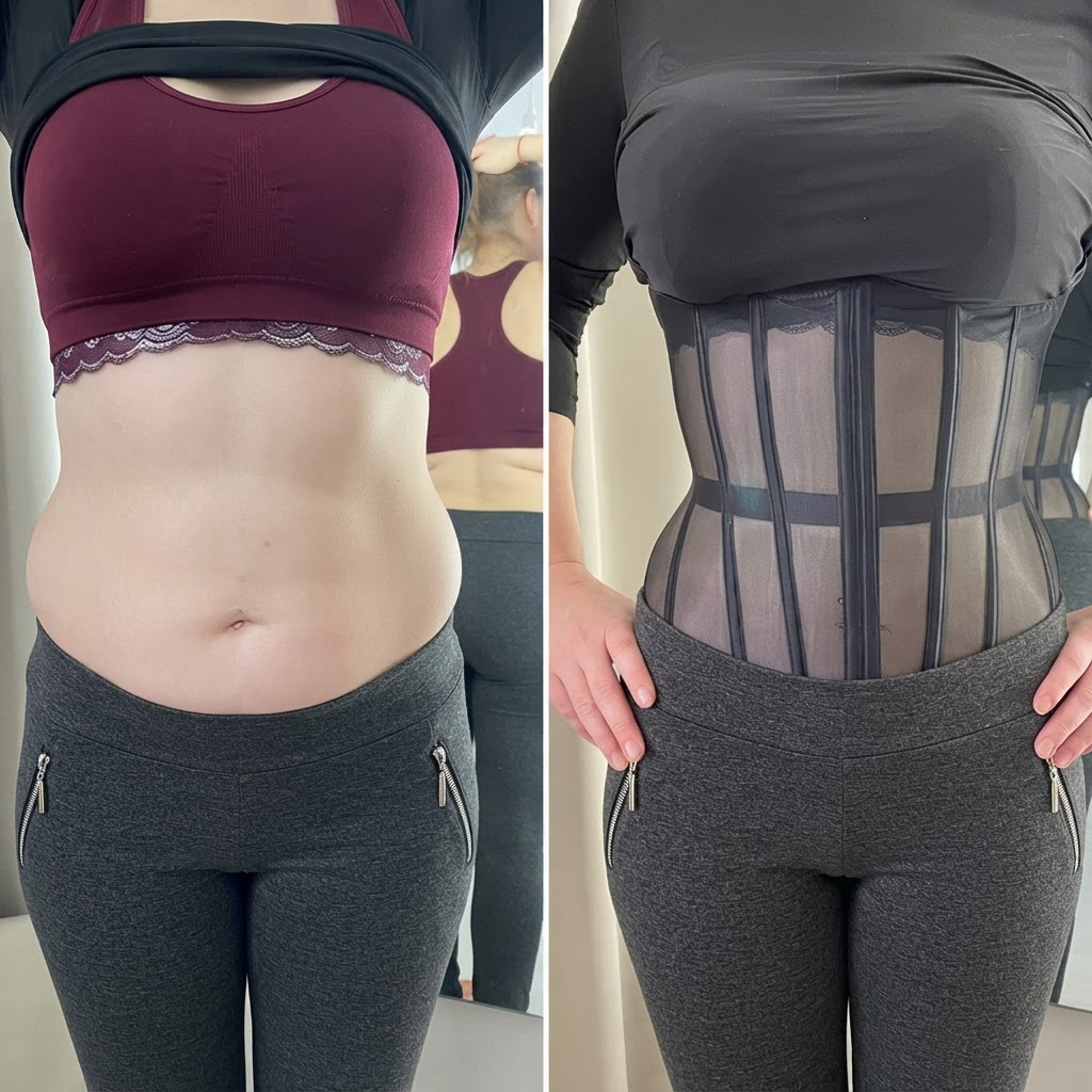Karine P. portant le corset sculptant Arlaya